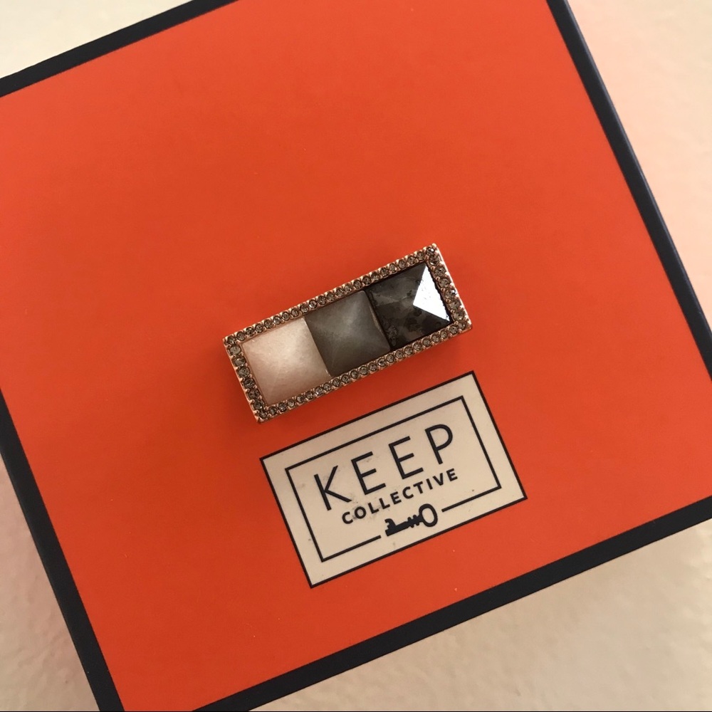 Rose Gold Pave Set Tri Stone Bar